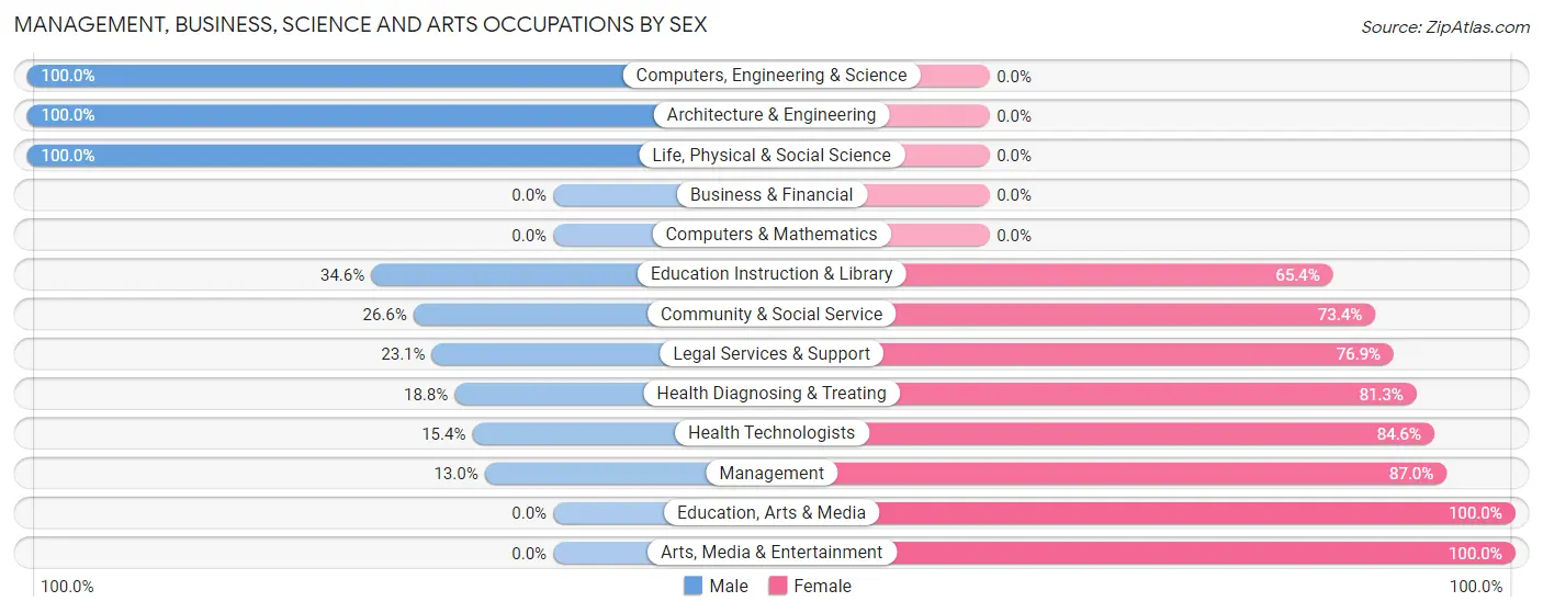 Management, Business, Science and Arts Occupations by Sex in Hughes Springs