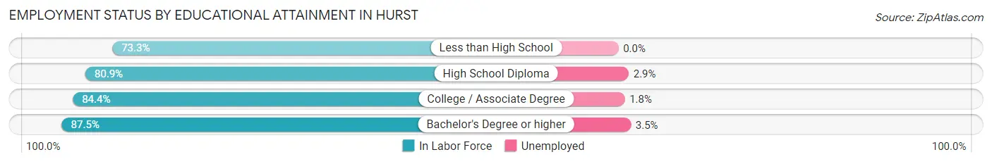 Employment Status by Educational Attainment in Hurst