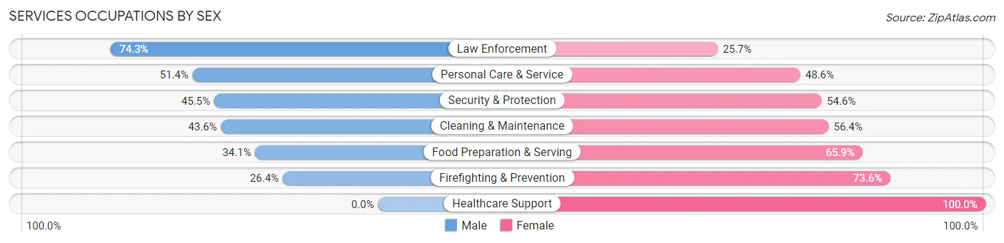 Services Occupations by Sex in Hutto