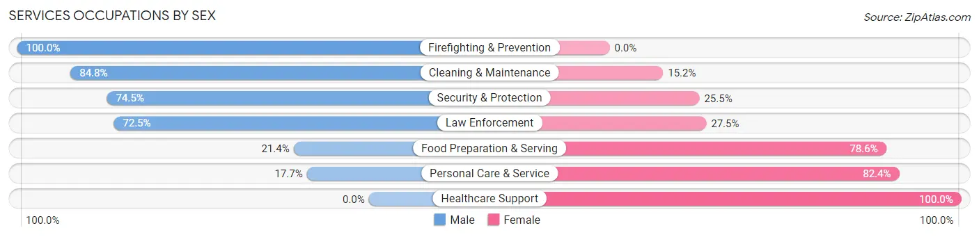 Services Occupations by Sex in Ingleside