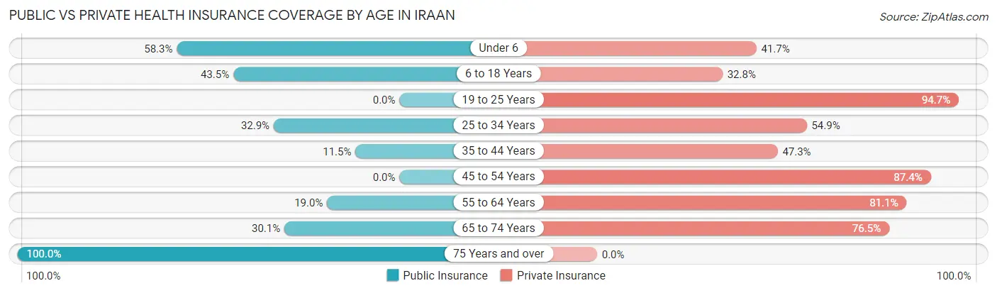 Public vs Private Health Insurance Coverage by Age in Iraan