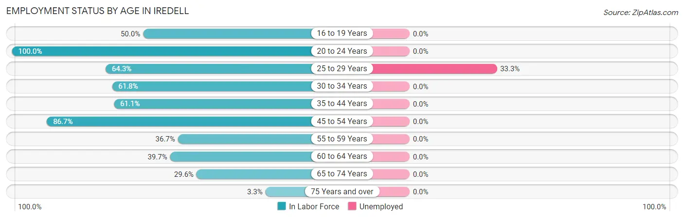 Employment Status by Age in Iredell