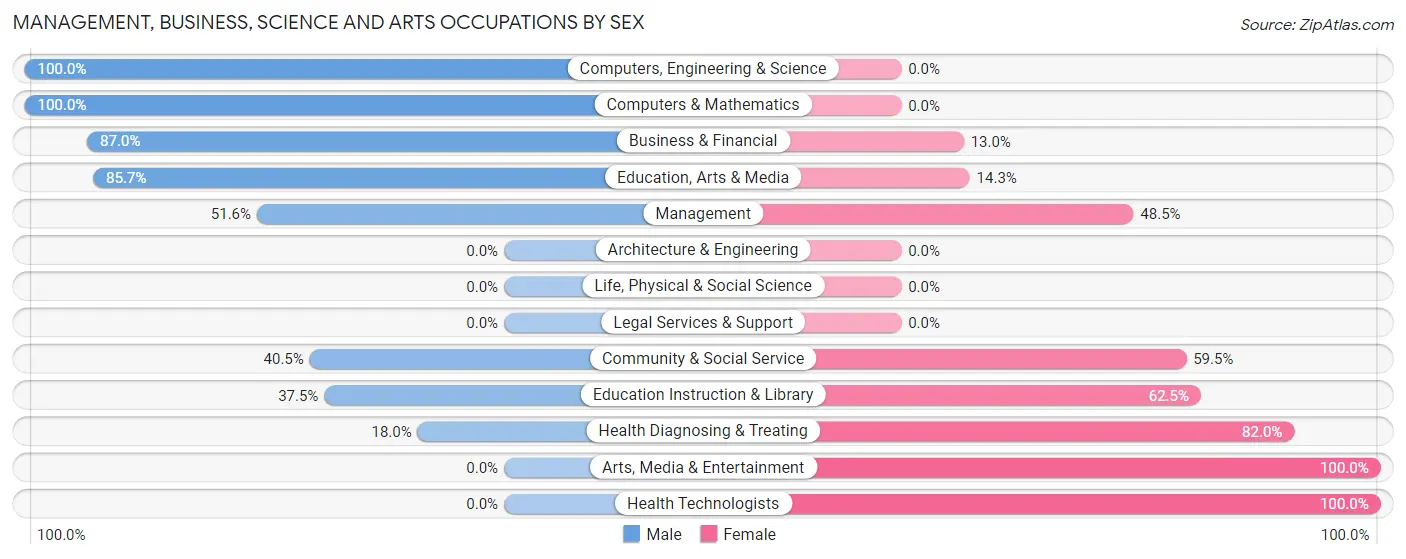 Management, Business, Science and Arts Occupations by Sex in Italy