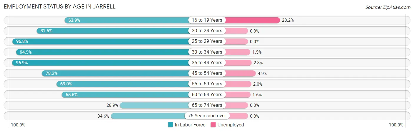 Employment Status by Age in Jarrell