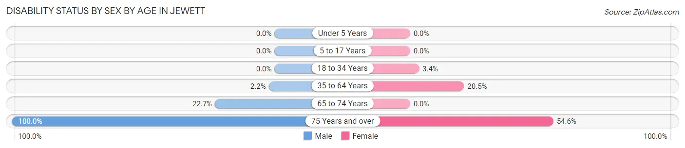 Disability Status by Sex by Age in Jewett