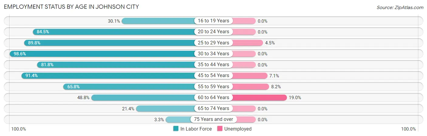 Employment Status by Age in Johnson City