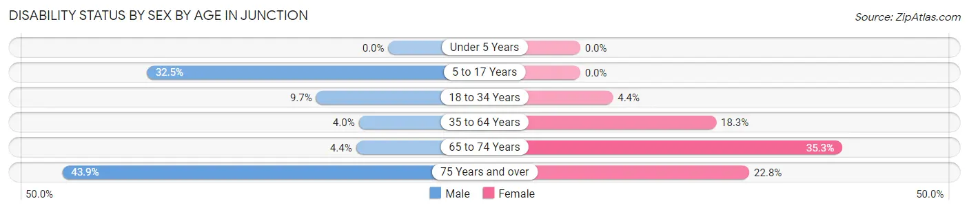 Disability Status by Sex by Age in Junction