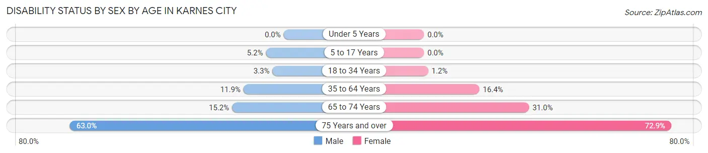 Disability Status by Sex by Age in Karnes City