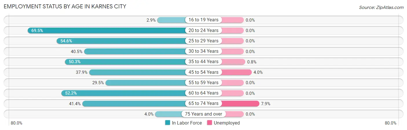 Employment Status by Age in Karnes City
