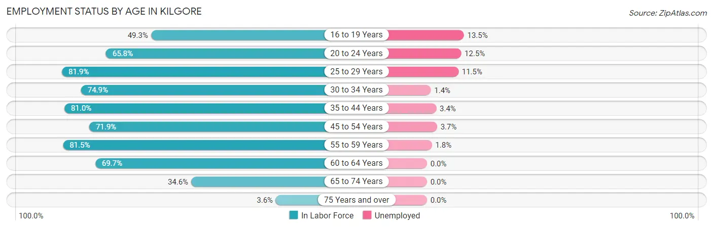 Employment Status by Age in Kilgore