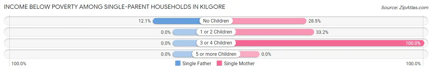 Income Below Poverty Among Single-Parent Households in Kilgore