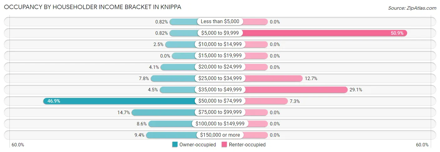 Occupancy by Householder Income Bracket in Knippa