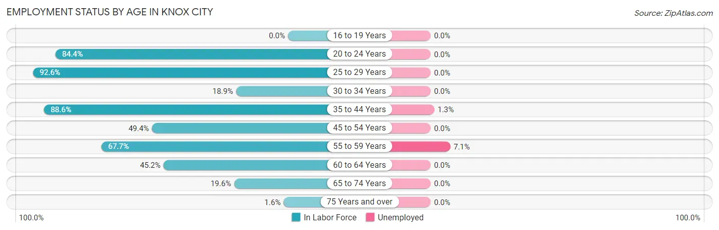 Employment Status by Age in Knox City