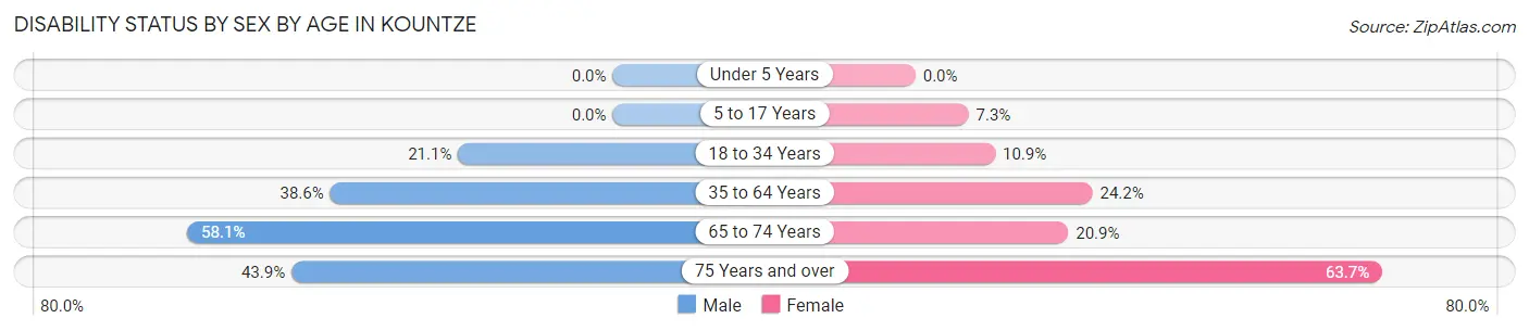 Disability Status by Sex by Age in Kountze