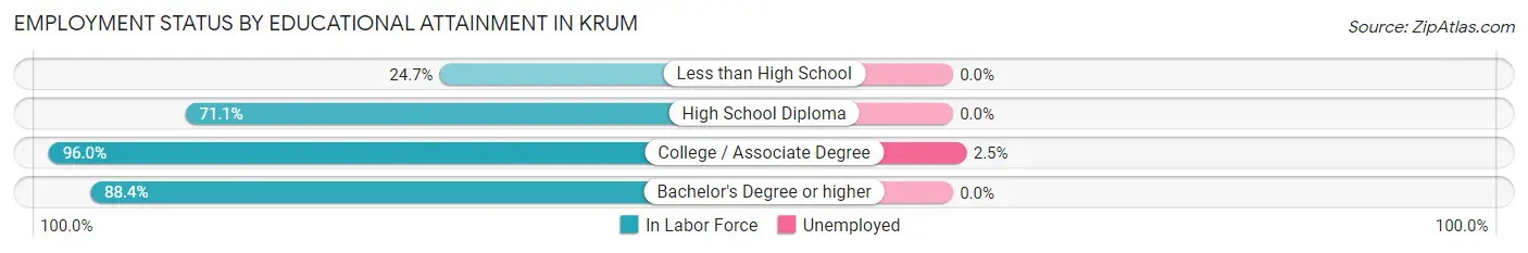 Employment Status by Educational Attainment in Krum