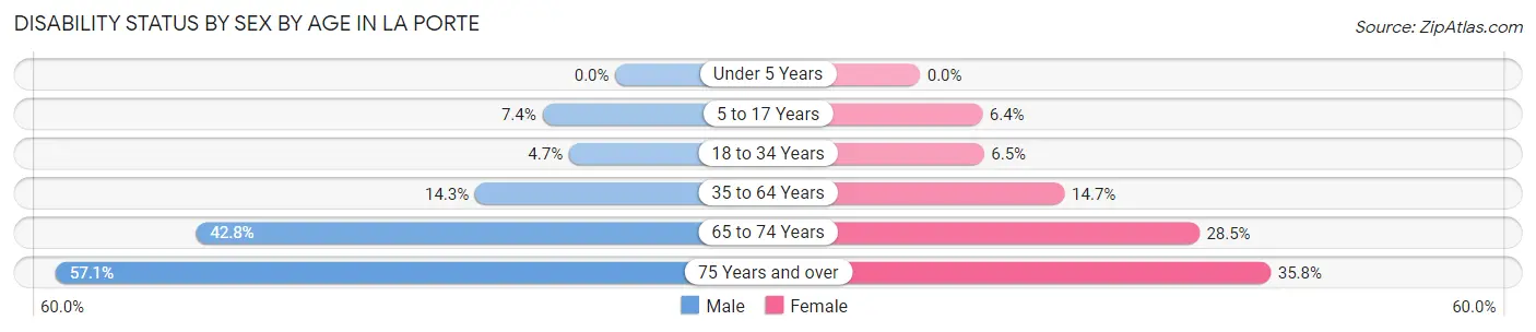 Disability Status by Sex by Age in La Porte