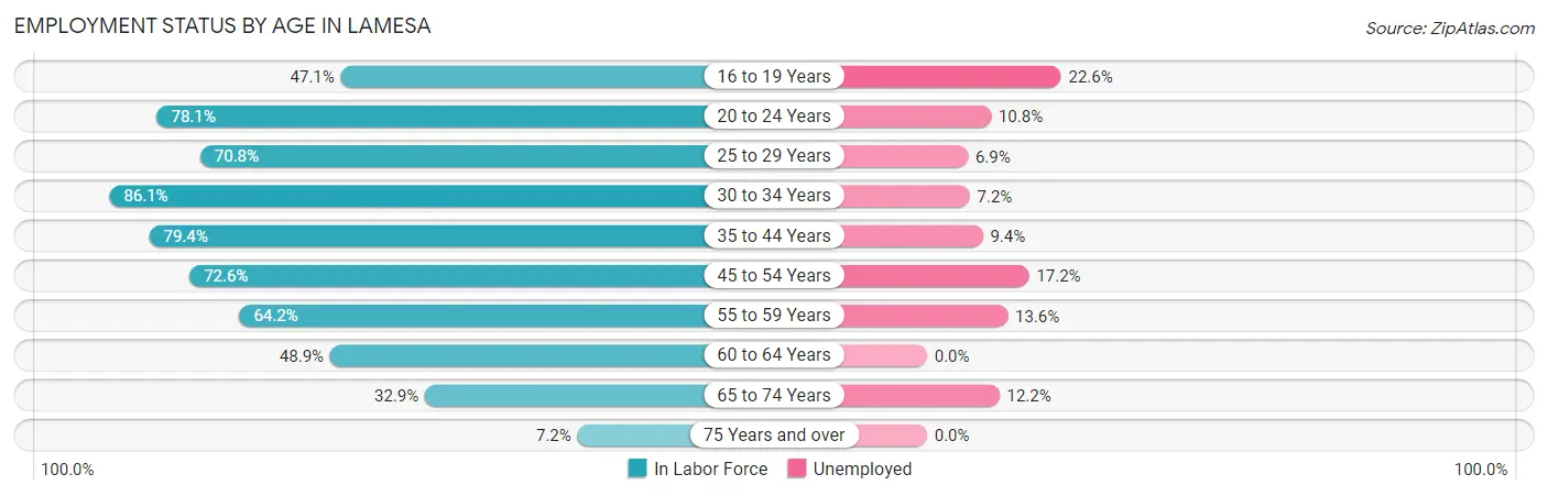 Employment Status by Age in Lamesa