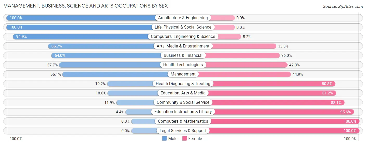Management, Business, Science and Arts Occupations by Sex in Lamesa