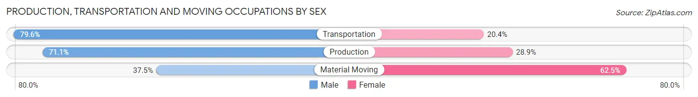Production, Transportation and Moving Occupations by Sex in Lampasas