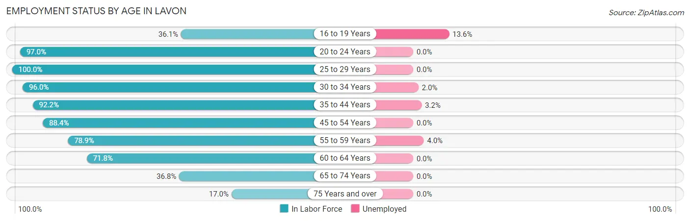 Employment Status by Age in Lavon