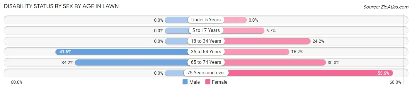 Disability Status by Sex by Age in Lawn