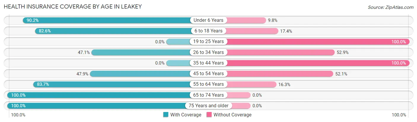 Health Insurance Coverage by Age in Leakey