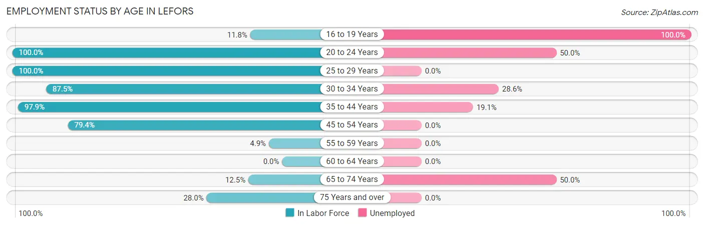 Employment Status by Age in Lefors