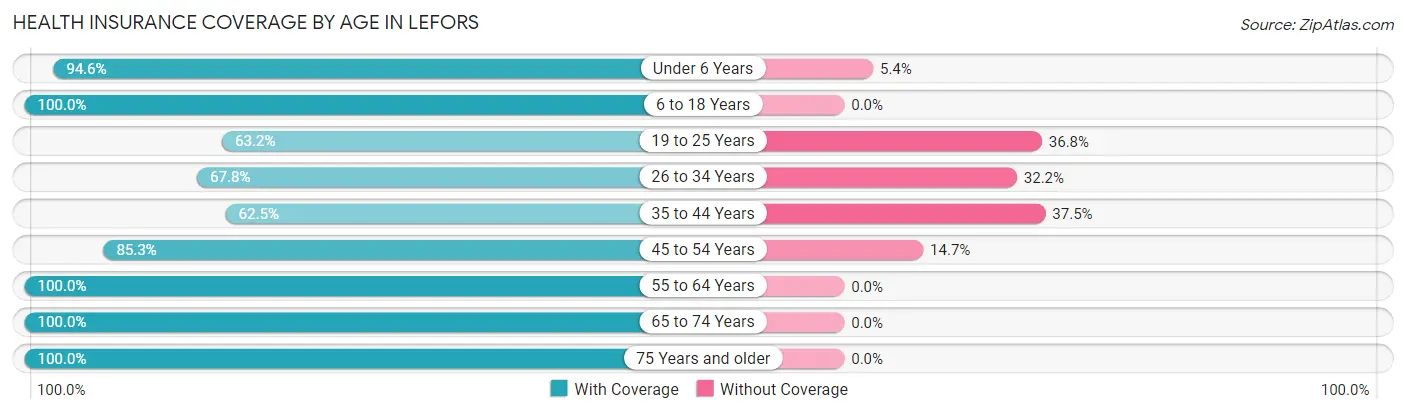 Health Insurance Coverage by Age in Lefors