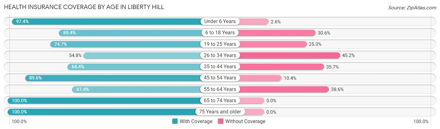 Health Insurance Coverage by Age in Liberty Hill