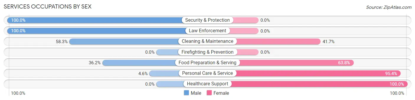 Services Occupations by Sex in Liberty Hill