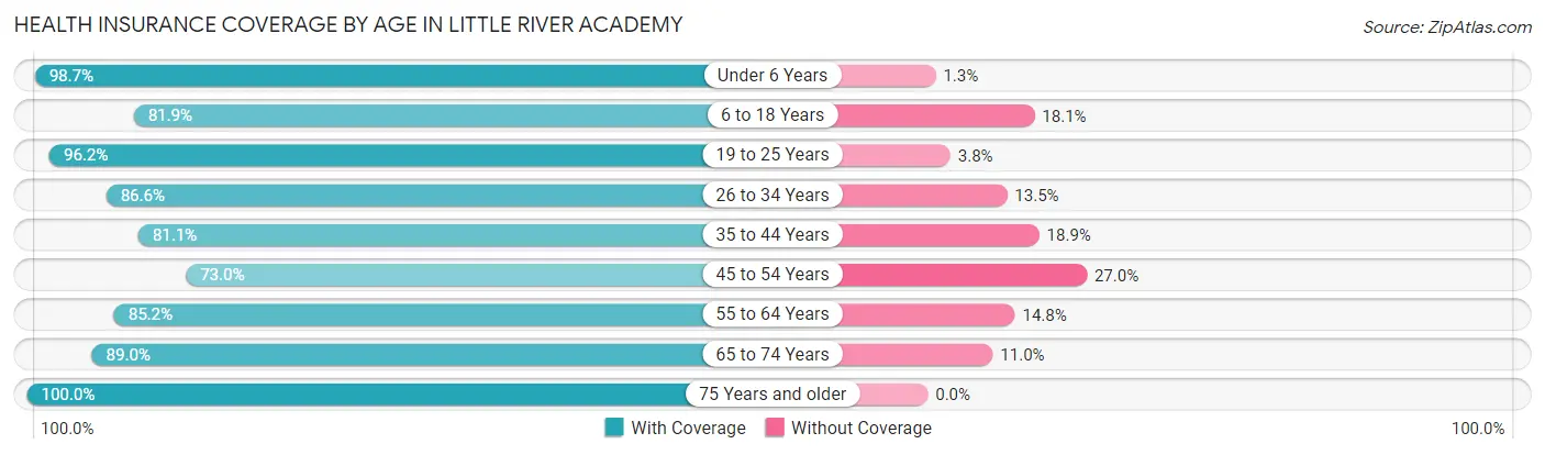 Health Insurance Coverage by Age in Little River Academy