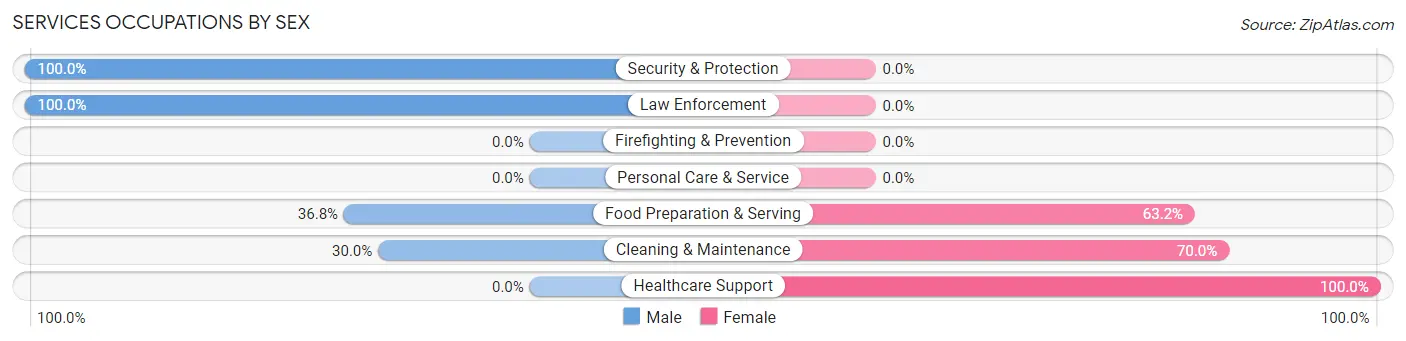 Services Occupations by Sex in Llano