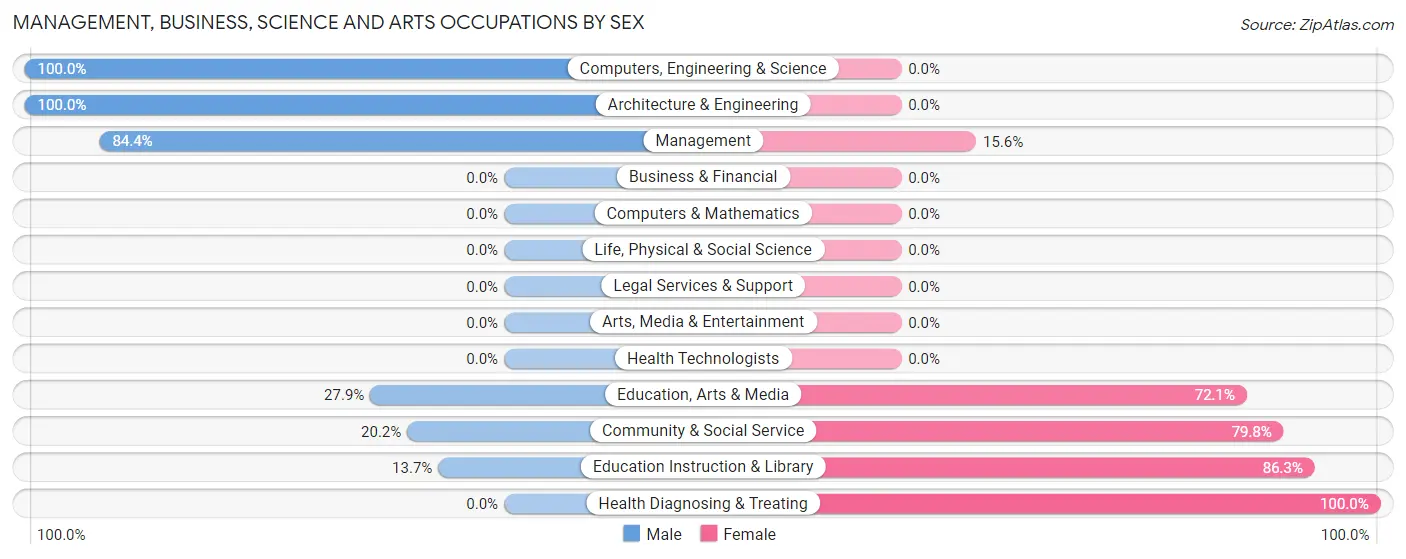 Management, Business, Science and Arts Occupations by Sex in Lockney