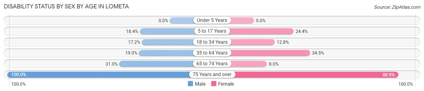 Disability Status by Sex by Age in Lometa