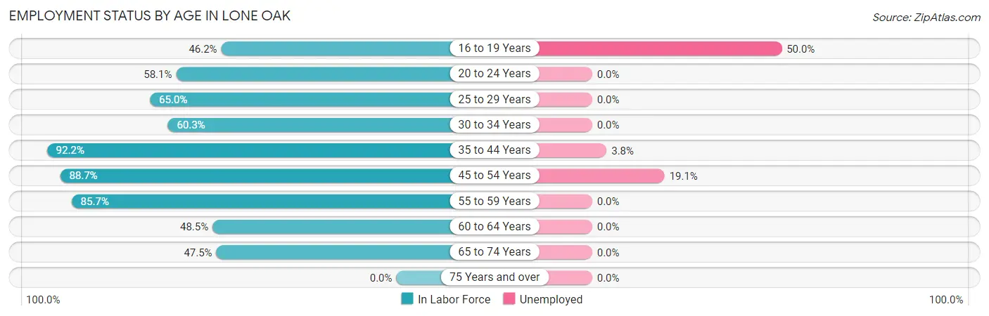 Employment Status by Age in Lone Oak