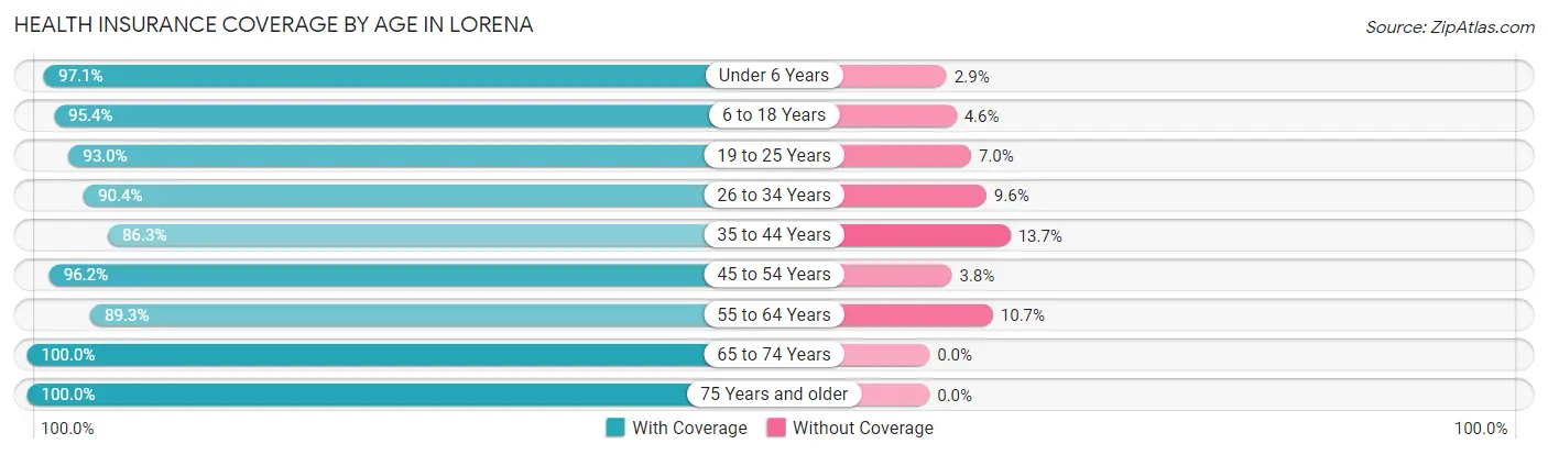 Health Insurance Coverage by Age in Lorena