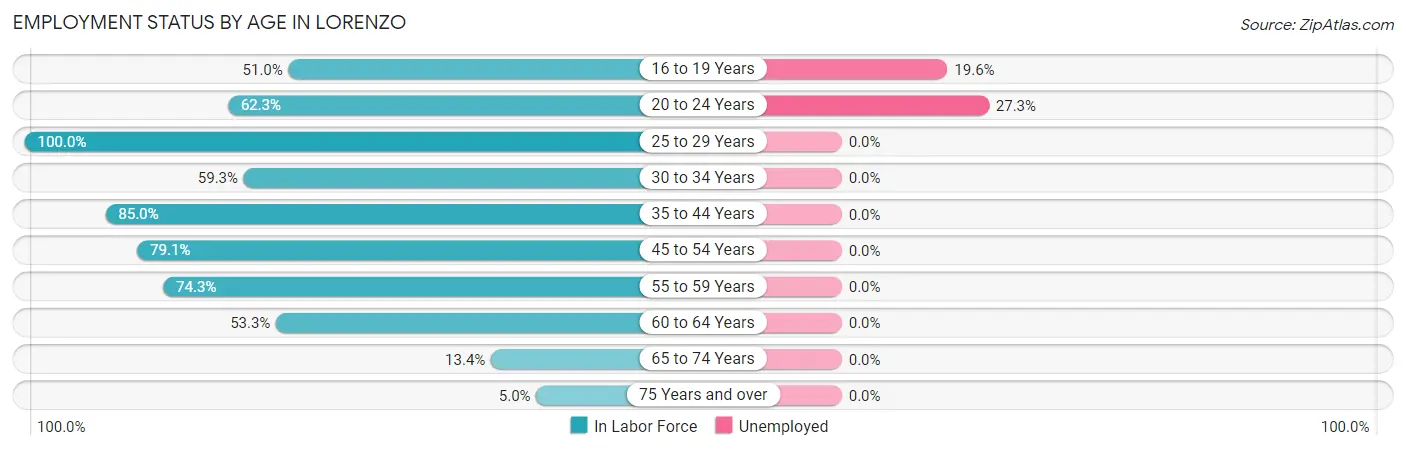 Employment Status by Age in Lorenzo