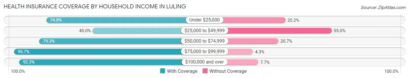Health Insurance Coverage by Household Income in Luling
