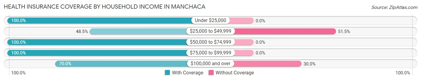 Health Insurance Coverage by Household Income in Manchaca