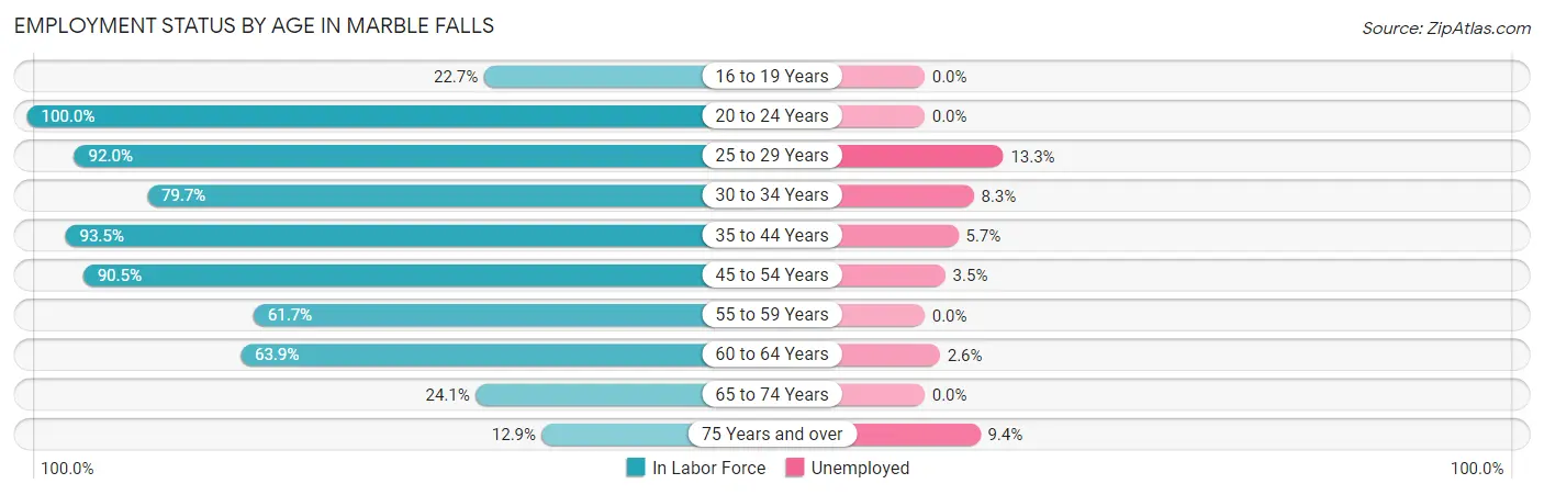 Employment Status by Age in Marble Falls