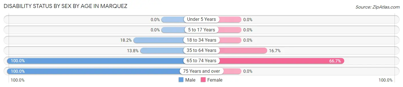 Disability Status by Sex by Age in Marquez