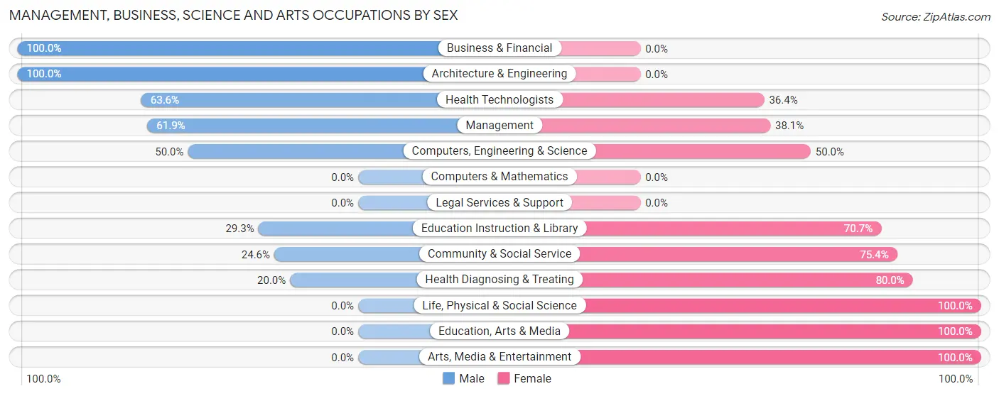 Management, Business, Science and Arts Occupations by Sex in Martindale