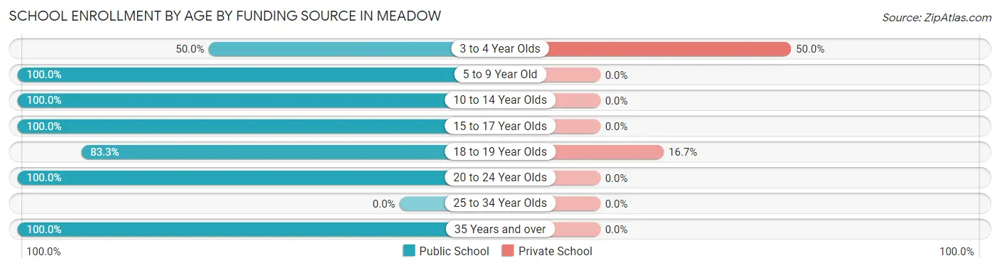School Enrollment by Age by Funding Source in Meadow