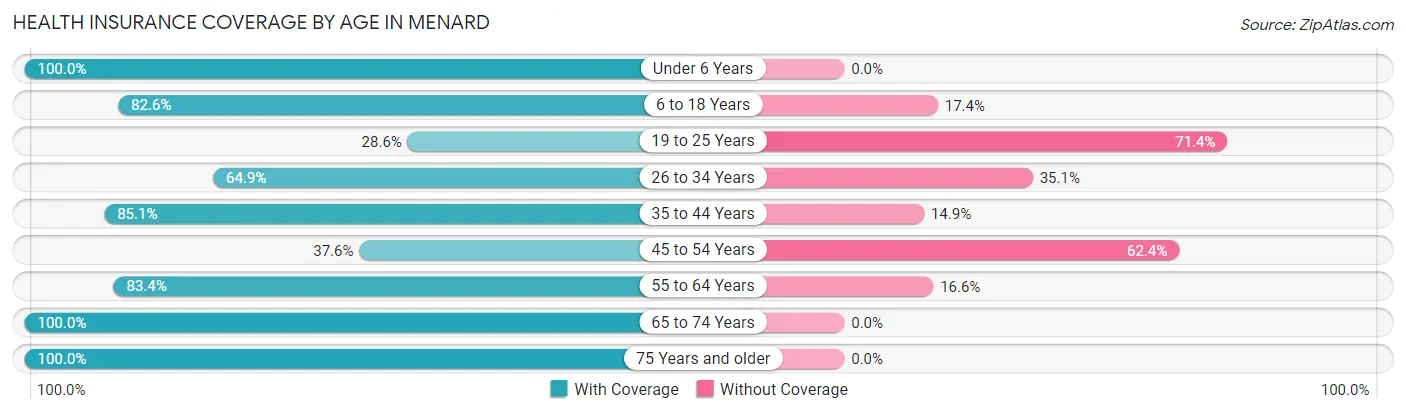 Health Insurance Coverage by Age in Menard