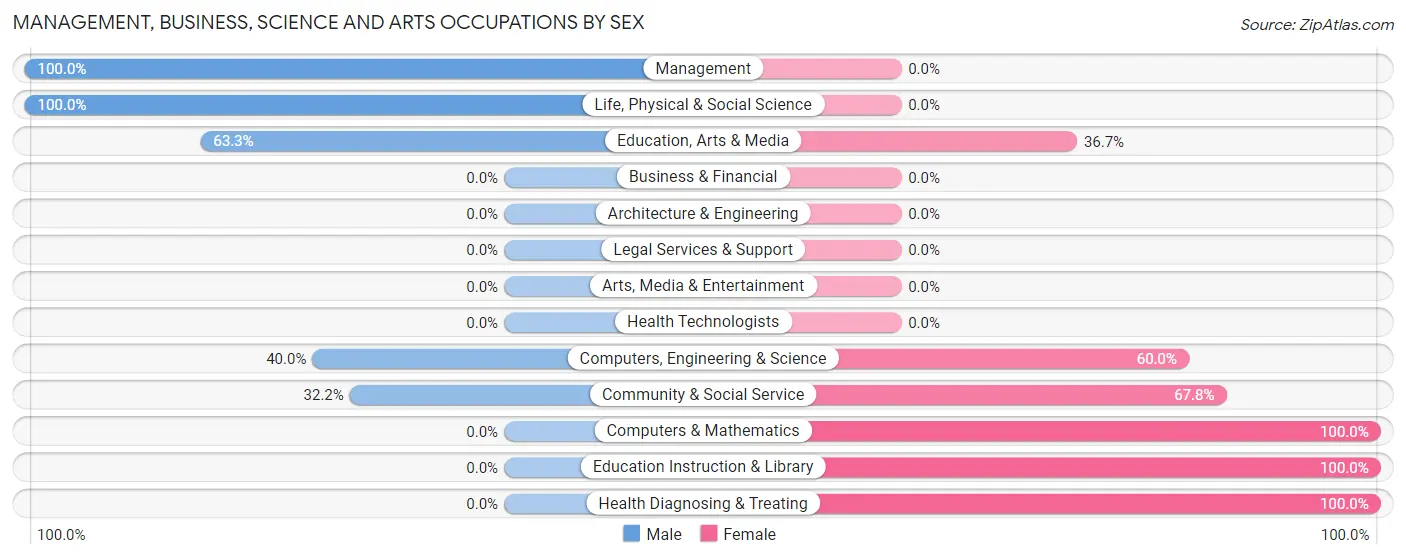 Management, Business, Science and Arts Occupations by Sex in Menard