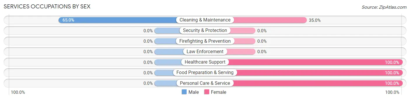 Services Occupations by Sex in Miami