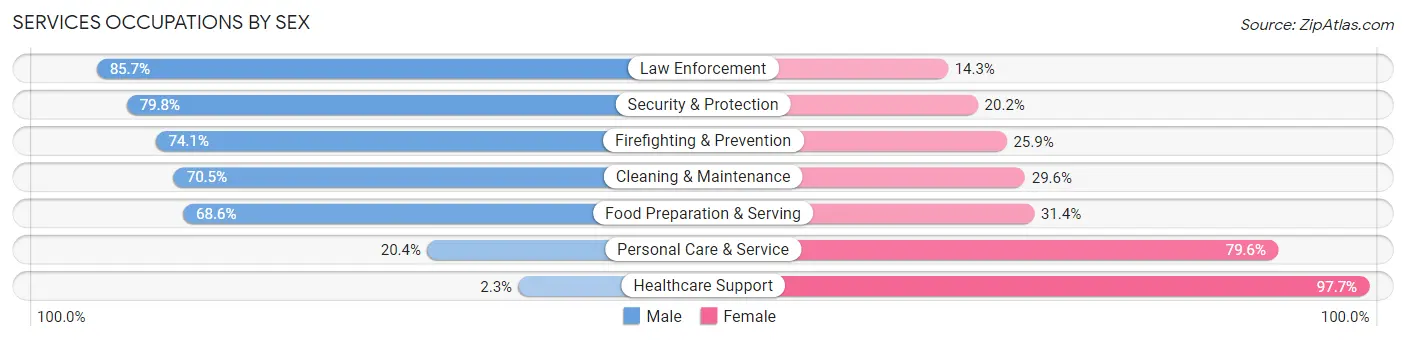 Services Occupations by Sex in Midlothian