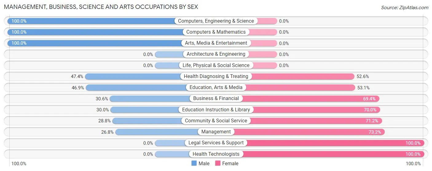 Management, Business, Science and Arts Occupations by Sex in Mineola