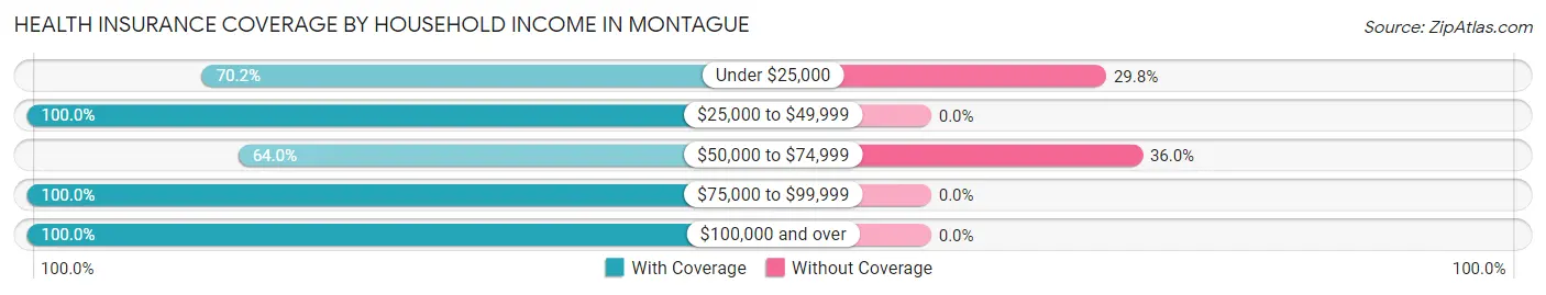 Health Insurance Coverage by Household Income in Montague