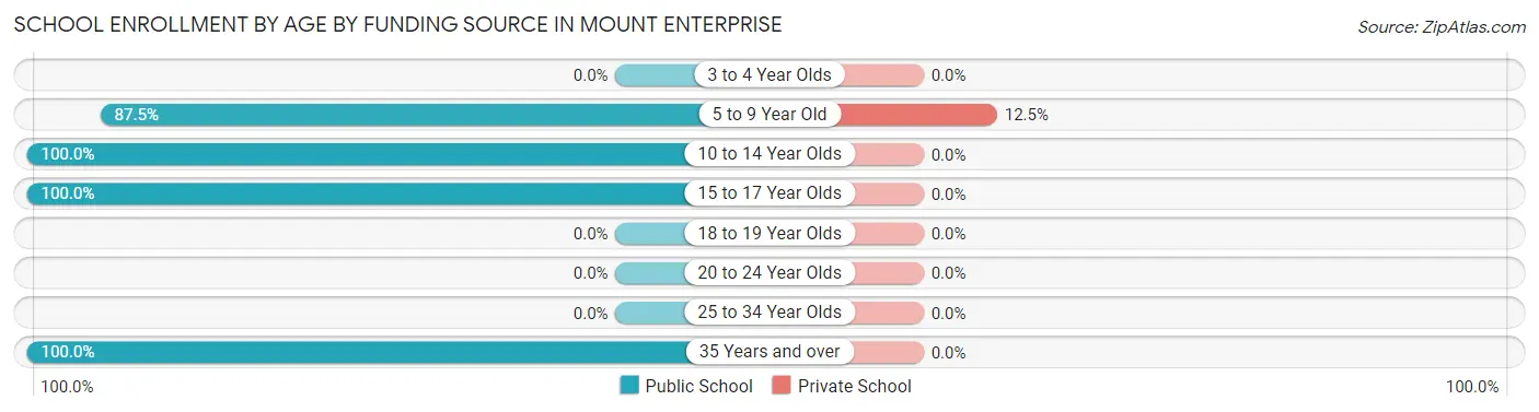 School Enrollment by Age by Funding Source in Mount Enterprise